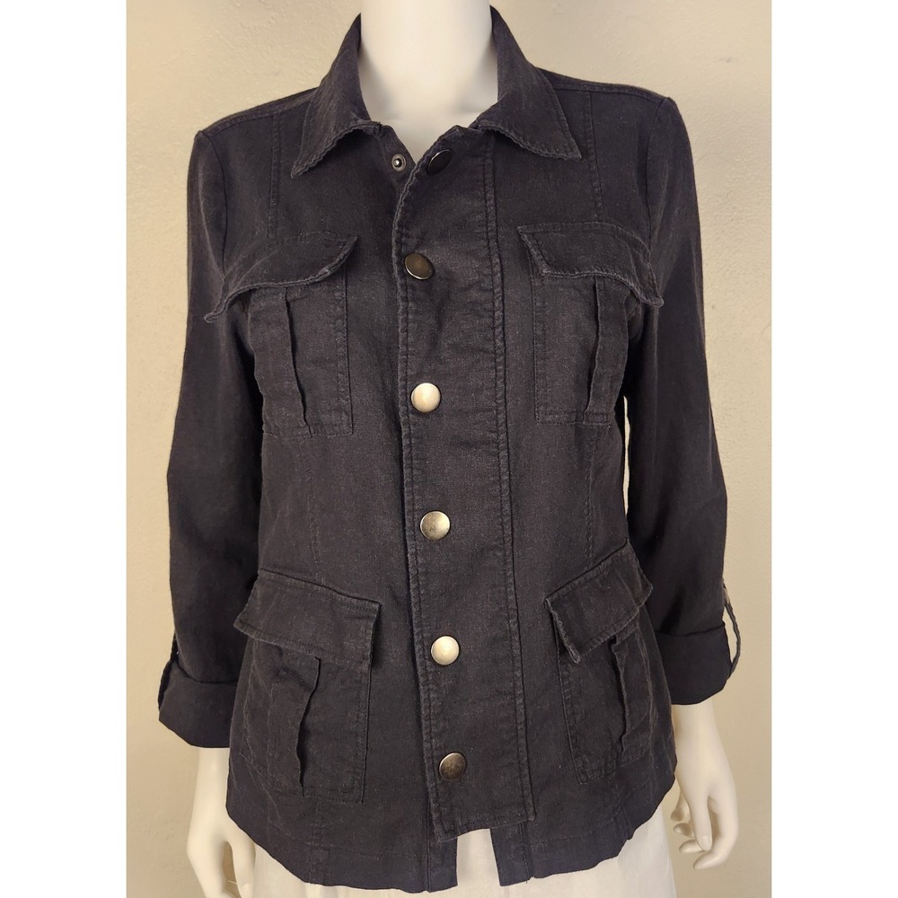 Vintage Maurices Black Linen Jacket Large